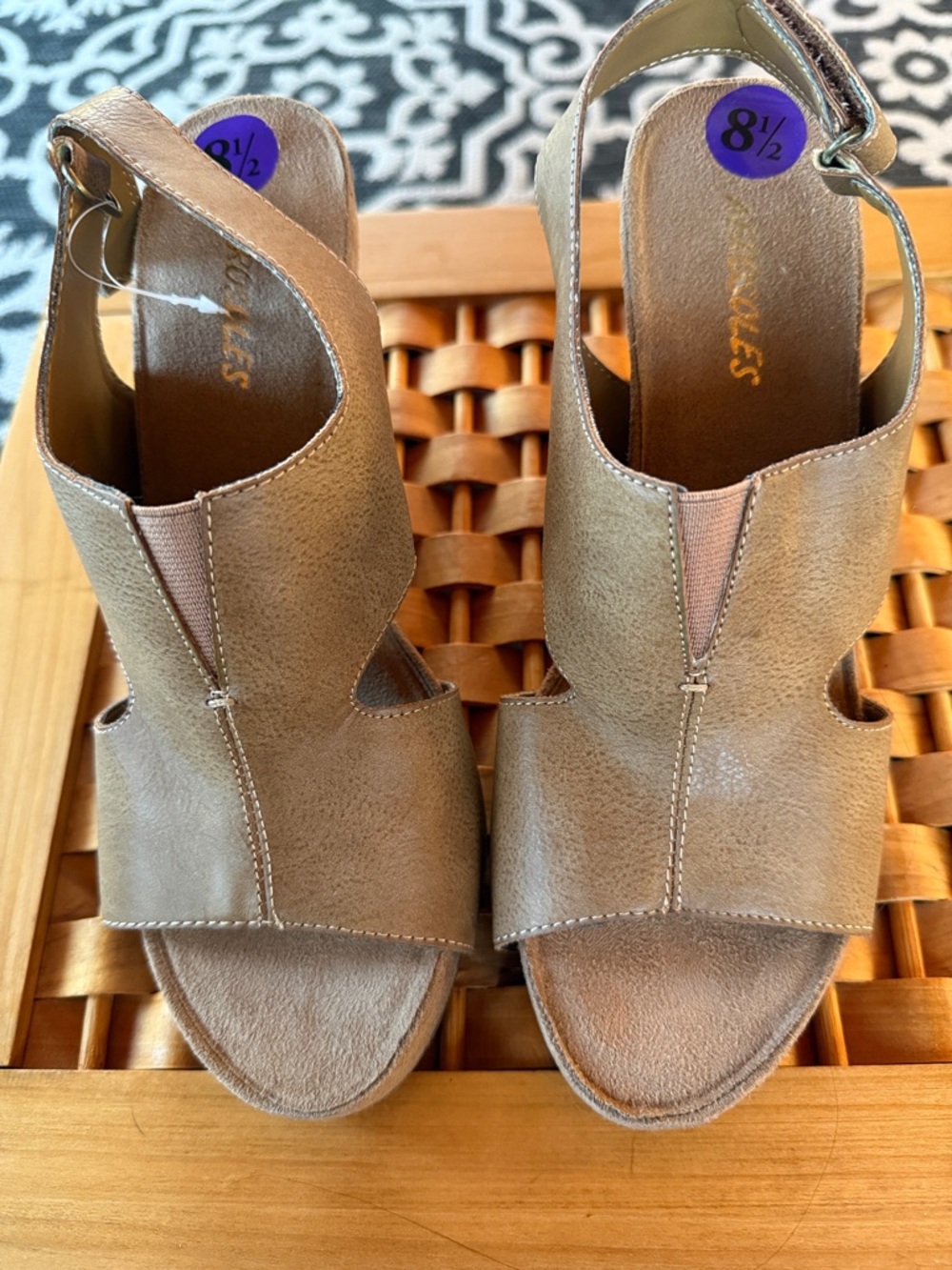 Women’s Taupe Slingback Open-Toe Heels — Size 8.5